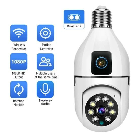 Dual Lens V380 Pro PTZ Bulb IP Night Vision Camera -  রাতেও দিনের মত রঙিন ছবি ও ভিডিও দেখতে পারবেন