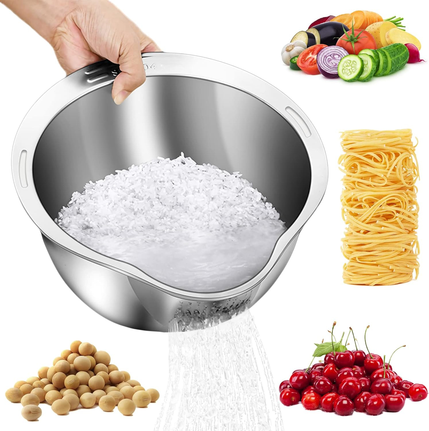 Stainless Steel Rice Washing Strainer Bowl (চাল ধোয়ার বাটি) Price in BD