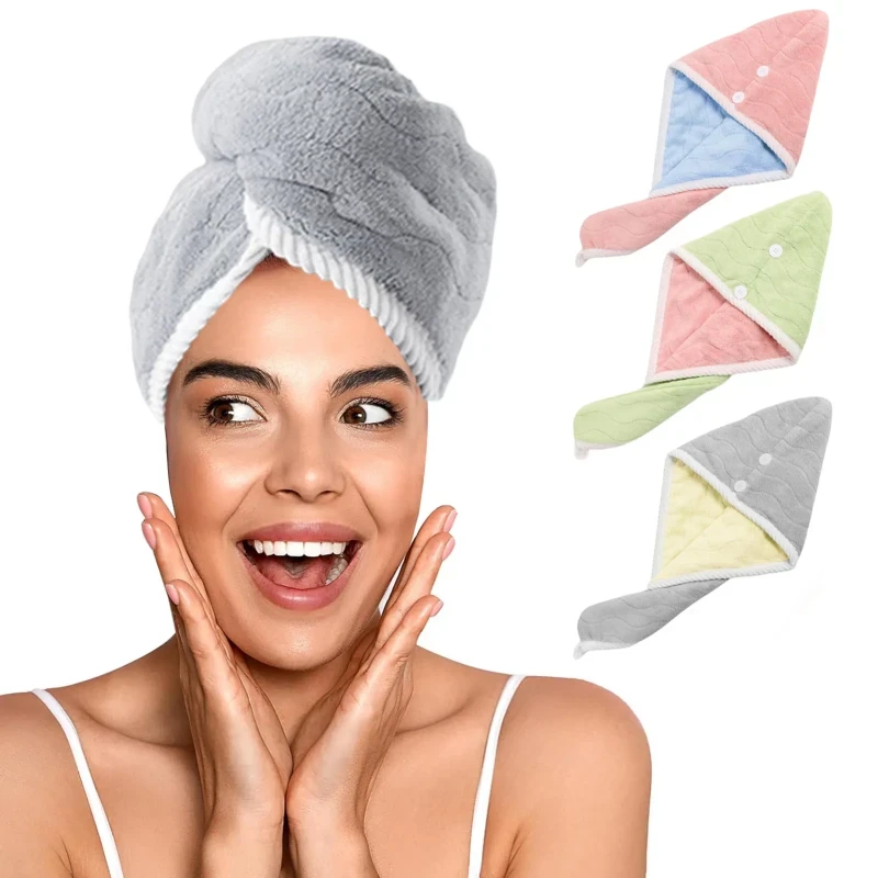 Quick-Dry Microfiber Hair Turban Wrap for Women - Super Absorbent Double-Layer Hair Towel with Dual Elastic Bands for Fast Drying | ড্রাই হেয়ার টারবান চুল শুকানোর জন্য একটি অসাধারণ পণ্য