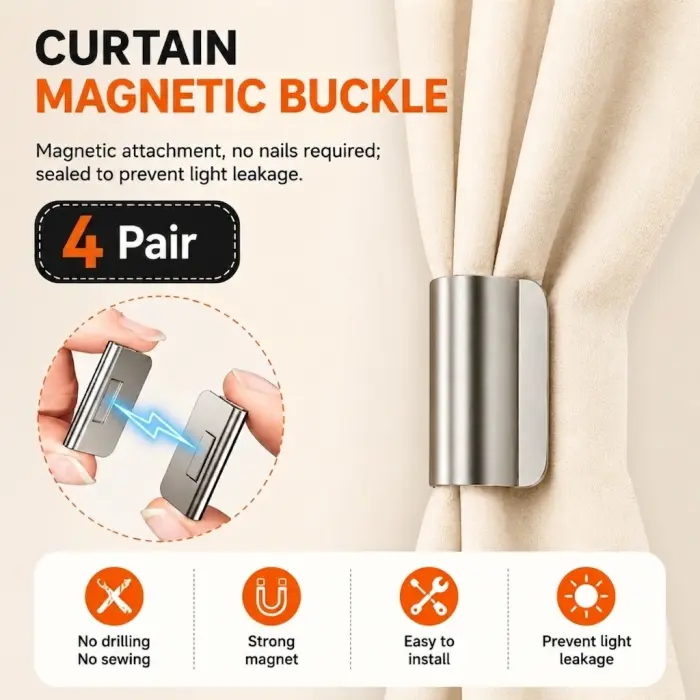 8pcs Premium Magnetic Curtain Clip Set (৪ জোড়া)