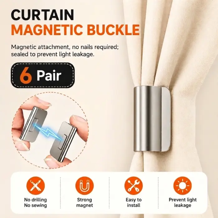 12pcs Premium Magnetic Curtain Clip Set (৬ জোড়া)